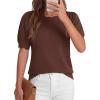 image:imageBTFBM Short Sleeve Sweater for Women 2026 Spring Summer Knit Basic Tops Lightweight Business Casual Vacation OutfitsBrown
