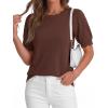 image:imageBTFBM Short Sleeve Sweater for Women 2026 Spring Summer Knit Basic Tops Lightweight Business Casual Vacation OutfitsBrown