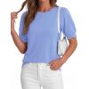 image:imageBTFBM Short Sleeve Sweater for Women 2026 Spring Summer Knit Basic Tops Lightweight Business Casual Vacation OutfitsLight Blue