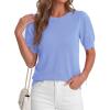 image:imageBTFBM Short Sleeve Sweater for Women 2026 Spring Summer Knit Basic Tops Lightweight Business Casual Vacation OutfitsLight Blue