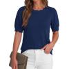 image:imageBTFBM Short Sleeve Sweater for Women 2026 Spring Summer Knit Basic Tops Lightweight Business Casual Vacation OutfitsNavy Blue