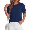 image:imageBTFBM Short Sleeve Sweater for Women 2026 Spring Summer Knit Basic Tops Lightweight Business Casual Vacation OutfitsNavy Blue