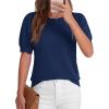 image:imageBTFBM Short Sleeve Sweater for Women 2026 Spring Summer Knit Basic Tops Lightweight Business Casual Vacation OutfitsNavy Blue
