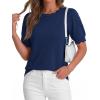 image:imageBTFBM Short Sleeve Sweater for Women 2026 Spring Summer Knit Basic Tops Lightweight Business Casual Vacation OutfitsNavy Blue