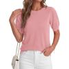 image:imageBTFBM Short Sleeve Sweater for Women 2026 Spring Summer Knit Basic Tops Lightweight Business Casual Vacation OutfitsPink