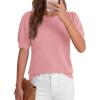 image:imageBTFBM Short Sleeve Sweater for Women 2026 Spring Summer Knit Basic Tops Lightweight Business Casual Vacation OutfitsPink
