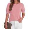 image:imageBTFBM Short Sleeve Sweater for Women 2026 Spring Summer Knit Basic Tops Lightweight Business Casual Vacation OutfitsPink