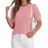 image:imageBTFBM Short Sleeve Sweater for Women 2026 Spring Summer Knit Basic Tops Lightweight Business Casual Vacation OutfitsPink