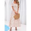image:imageBTFBM Spring Summer Dresses for Women 2026 Puff Short Sleeve Smocked Floral Print Boho Beach Wedding Guest Maxi DressFloral Apricot Rose Red