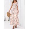 image:imageBTFBM Spring Summer Dresses for Women 2026 Puff Short Sleeve Smocked Floral Print Boho Beach Wedding Guest Maxi DressFloral Apricot Rose Red