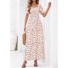 image:imageBTFBM Spring Summer Dresses for Women 2026 Puff Short Sleeve Smocked Floral Print Boho Beach Wedding Guest Maxi DressFloral Apricot Rose Red