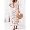 image:imageBTFBM Spring Summer Dresses for Women 2026 Puff Short Sleeve Smocked Floral Print Boho Beach Wedding Guest Maxi DressFloral Apricot Rose Red