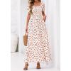 image:imageBTFBM Spring Summer Dresses for Women 2026 Puff Short Sleeve Smocked Floral Print Boho Beach Wedding Guest Maxi DressFloral Apricot Rose Red
