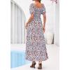 image:imageBTFBM Spring Summer Dresses for Women 2026 Puff Short Sleeve Smocked Floral Print Boho Beach Wedding Guest Maxi DressFloral Beige Multi