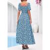 image:imageBTFBM Spring Summer Dresses for Women 2026 Puff Short Sleeve Smocked Floral Print Boho Beach Wedding Guest Maxi DressFloral Blue Green