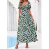 image:imageBTFBM Spring Summer Dresses for Women 2026 Puff Short Sleeve Smocked Floral Print Boho Beach Wedding Guest Maxi DressFloral Blue Yellow