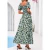 image:imageBTFBM Spring Summer Dresses for Women 2026 Puff Short Sleeve Smocked Floral Print Boho Beach Wedding Guest Maxi DressFloral Blue Yellow