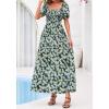 image:imageBTFBM Spring Summer Dresses for Women 2026 Puff Short Sleeve Smocked Floral Print Boho Beach Wedding Guest Maxi DressFloral Blue Yellow