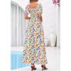 image:imageBTFBM Spring Summer Dresses for Women 2026 Puff Short Sleeve Smocked Floral Print Boho Beach Wedding Guest Maxi DressFloral Light Green Multi