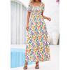 image:imageBTFBM Spring Summer Dresses for Women 2026 Puff Short Sleeve Smocked Floral Print Boho Beach Wedding Guest Maxi DressFloral Light Green Multi