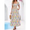 image:imageBTFBM Spring Summer Dresses for Women 2026 Puff Short Sleeve Smocked Floral Print Boho Beach Wedding Guest Maxi DressFloral Light Green Multi