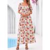 image:imageBTFBM Spring Summer Dresses for Women 2026 Puff Short Sleeve Smocked Floral Print Boho Beach Wedding Guest Maxi DressFloral White Multi