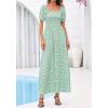 image:imageBTFBM Spring Summer Dresses for Women 2026 Puff Short Sleeve Smocked Floral Print Boho Beach Wedding Guest Maxi DressLight Green Flower