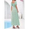 image:imageBTFBM Spring Summer Dresses for Women 2026 Puff Short Sleeve Smocked Floral Print Boho Beach Wedding Guest Maxi DressLight Green Flower