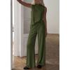 image:imageBTFBM Summer 2 Piece Lounge Sets For Women Sleeveless Mock Neck Wide Leg Loose Spring Vacation Airport Travel OutfitsArmy Green