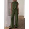 image:imageBTFBM Summer 2 Piece Lounge Sets For Women Sleeveless Mock Neck Wide Leg Loose Spring Vacation Airport Travel OutfitsArmy Green