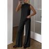 image:imageBTFBM Summer 2 Piece Lounge Sets For Women Sleeveless Mock Neck Wide Leg Loose Spring Vacation Airport Travel OutfitsBlack