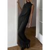 image:imageBTFBM Summer 2 Piece Lounge Sets For Women Sleeveless Mock Neck Wide Leg Loose Spring Vacation Airport Travel OutfitsBlack