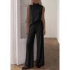 image:imageBTFBM Summer 2 Piece Lounge Sets For Women Sleeveless Mock Neck Wide Leg Loose Spring Vacation Airport Travel OutfitsBlack