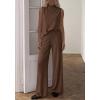 image:imageBTFBM Summer 2 Piece Lounge Sets For Women Sleeveless Mock Neck Wide Leg Loose Spring Vacation Airport Travel OutfitsBrown
