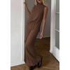 image:imageBTFBM Summer 2 Piece Lounge Sets For Women Sleeveless Mock Neck Wide Leg Loose Spring Vacation Airport Travel OutfitsBrown