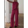 image:imageBTFBM Summer 2 Piece Lounge Sets For Women Sleeveless Mock Neck Wide Leg Loose Spring Vacation Airport Travel OutfitsBurgundy