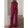 image:imageBTFBM Summer 2 Piece Lounge Sets For Women Sleeveless Mock Neck Wide Leg Loose Spring Vacation Airport Travel OutfitsBurgundy