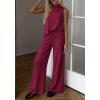 image:imageBTFBM Summer 2 Piece Lounge Sets For Women Sleeveless Mock Neck Wide Leg Loose Spring Vacation Airport Travel OutfitsBurgundy