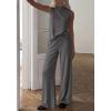 image:imageBTFBM Summer 2 Piece Lounge Sets For Women Sleeveless Mock Neck Wide Leg Loose Spring Vacation Airport Travel OutfitsDark Grey