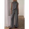 image:imageBTFBM Summer 2 Piece Lounge Sets For Women Sleeveless Mock Neck Wide Leg Loose Spring Vacation Airport Travel OutfitsDark Grey