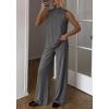 image:imageBTFBM Summer 2 Piece Lounge Sets For Women Sleeveless Mock Neck Wide Leg Loose Spring Vacation Airport Travel OutfitsDark Grey