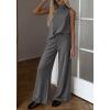 image:imageBTFBM Summer 2 Piece Lounge Sets For Women Sleeveless Mock Neck Wide Leg Loose Spring Vacation Airport Travel OutfitsDark Grey