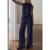 image:imageBTFBM Summer 2 Piece Lounge Sets For Women Sleeveless Mock Neck Wide Leg Loose Spring Vacation Airport Travel OutfitsNavy Blue