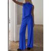 image:imageBTFBM Summer 2 Piece Lounge Sets For Women Sleeveless Mock Neck Wide Leg Loose Spring Vacation Airport Travel OutfitsRoyal Blue