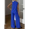 image:imageBTFBM Summer 2 Piece Lounge Sets For Women Sleeveless Mock Neck Wide Leg Loose Spring Vacation Airport Travel OutfitsRoyal Blue