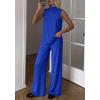 image:imageBTFBM Summer 2 Piece Lounge Sets For Women Sleeveless Mock Neck Wide Leg Loose Spring Vacation Airport Travel OutfitsRoyal Blue