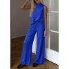 image:imageBTFBM Summer 2 Piece Lounge Sets For Women Sleeveless Mock Neck Wide Leg Loose Spring Vacation Airport Travel OutfitsRoyal Blue