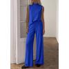 image:imageBTFBM Summer 2 Piece Lounge Sets For Women Sleeveless Mock Neck Wide Leg Loose Spring Vacation Airport Travel OutfitsRoyal Blue