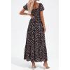 image:imageBTFBM Summer Dress for Women 2026 Spring Floral Short Sleeve Casual Flowy ALine Smocked Tiered Maxi Dresses PocketsFloral Black Pink