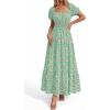 image:imageBTFBM Summer Dress for Women 2026 Spring Floral Short Sleeve Casual Flowy ALine Smocked Tiered Maxi Dresses PocketsFloral Green